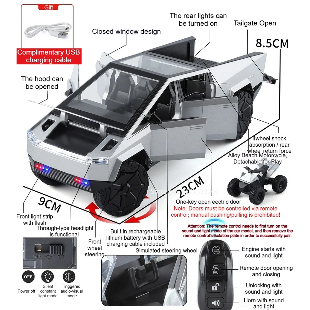 1:24 Pickup Alphard Model Car Alloy Diecast Miniature Toys Sound and Light Doors Opened Front Wheel Steering Vehices Boys Gifts