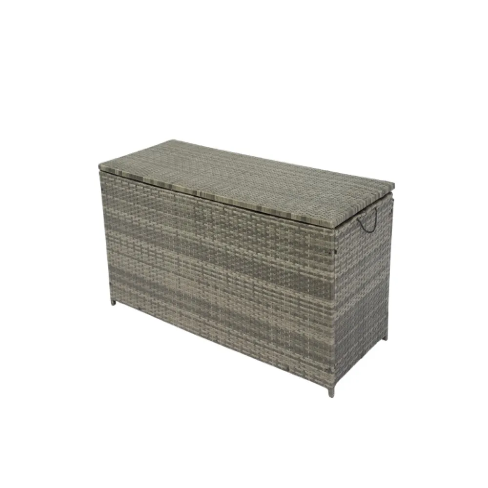 Outdoor Storage Box, 113 Gallon Wicker Patio Deck Boxes with Lid, Outdoor Cushion Storage for Kids Toys, Pillows, Towel Grey