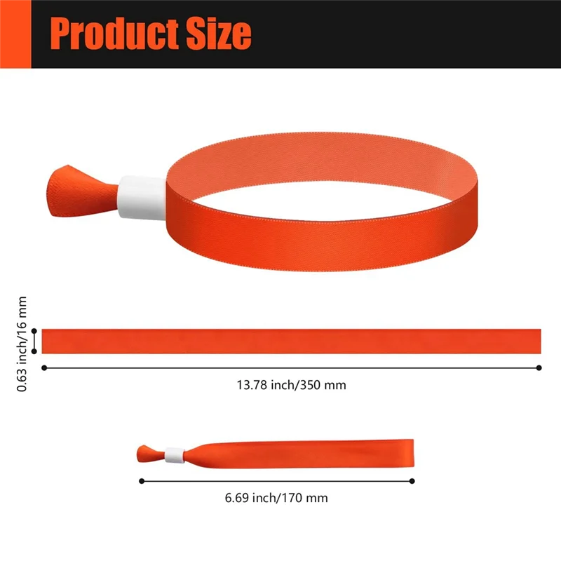 100 Pcs Cloth Event Wristbands For Events, For Lightweight Concert Wrist Strap (Orange)