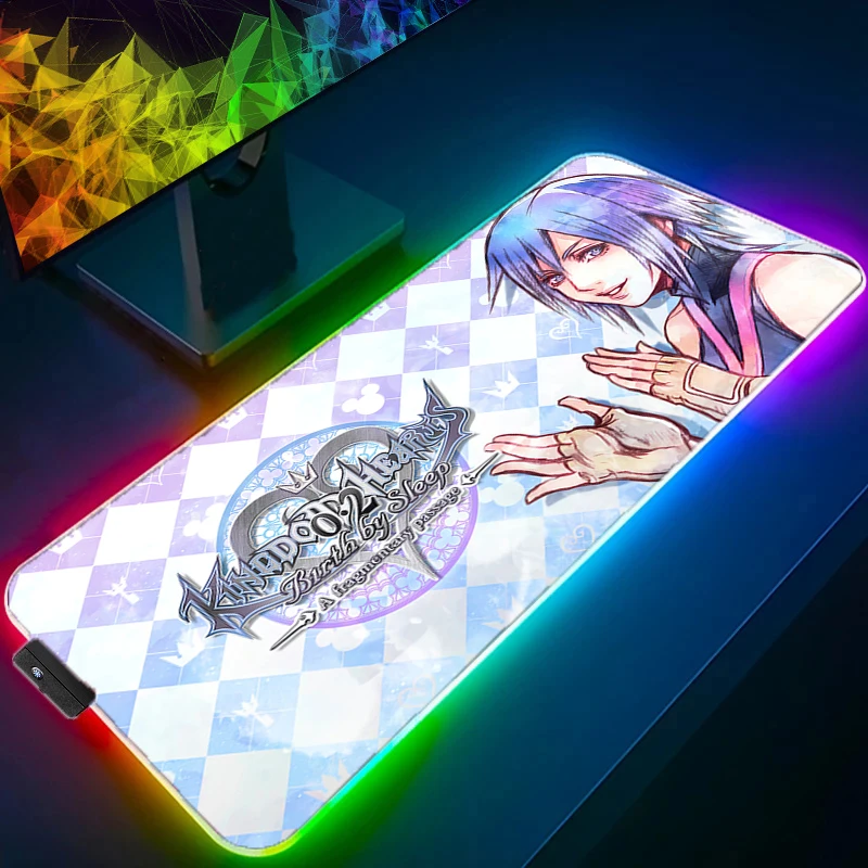 RGB LED Anime Mouse Pad Gamer Keyboard Pad K-kingdom H-hearts Desk Mouse Mat Carpet Rubber Tapis Souris Gaming Notbook Mousepad