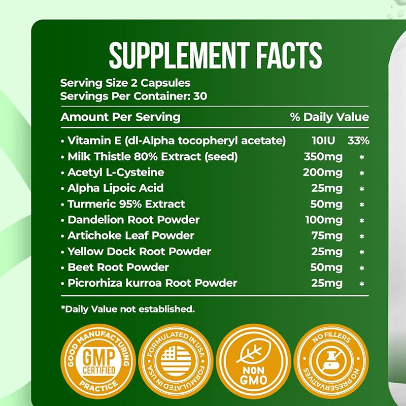 Liver Purification and Repair, Contains Milk Thistle Liver Support Supplement, Relieves Fatty Liver and Gallbladder, 60 Capsules