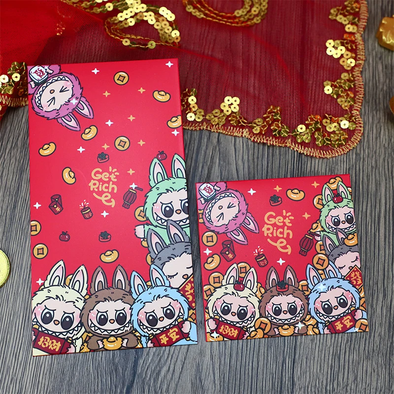 Hot Chinese New Year Red Envelopes 10pcs Cute Labubu Anime Money Envelope Wedding Gift Good Luck Money Packets Kid Festival Gift