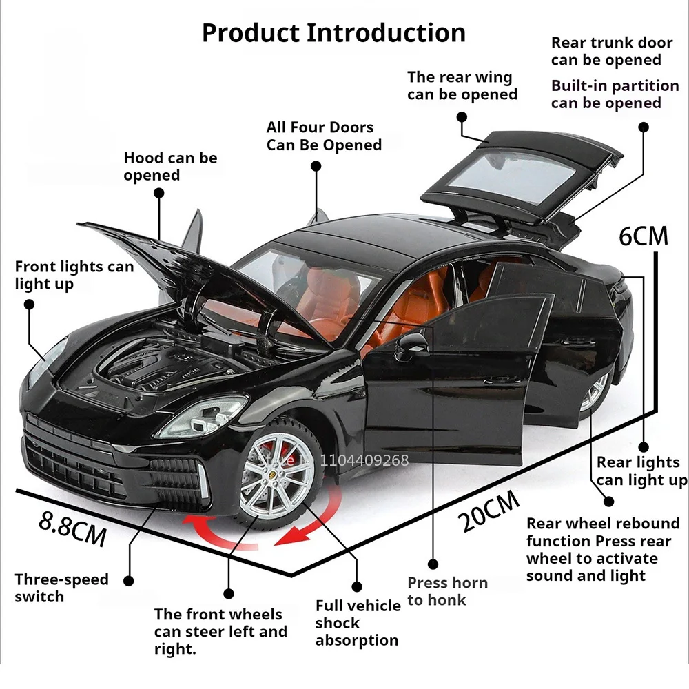 Scala 1:24 Panamera Cayenne S Giocattolo in lega Modello di auto Porte aperte Tirare indietro Simulazione Supercar Modelli Decorazione Giocattoli per bambini