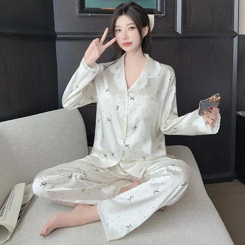 Summer Newwomen Simple Light Luxury Fashion Elegant French Pajamas Skin Friendly Comfort Shorts Shirt Nightgown Set Home Clothes