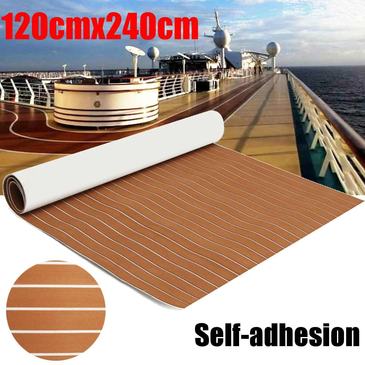 

2.4m 11Types Self-Adhesive EVA Foam Boat Marine Flooring Faux Teak Decking Sheet Marine Striped Yacht Mat Deck Mat Vehicle Pad