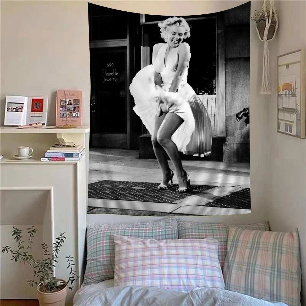 Vintage M-Marilyn Monroe Photo Tapestry Anime Tapestry Hanging Tarot Hippie Wall Rugs Dorm Wall Hanging Sheets