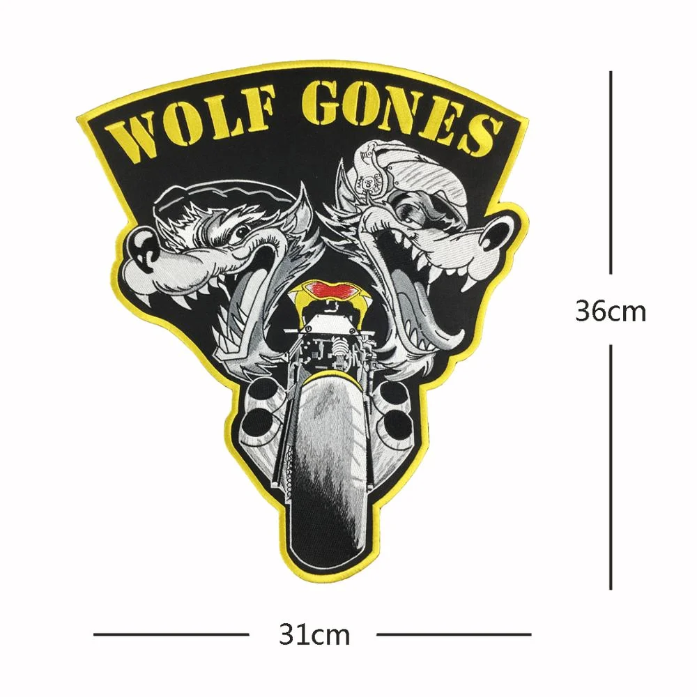 Lone Wolf Gones Embroidery Patches Iron on Biker Motorcycle Patches for Jacket Vest Clothing Big Back Badges Decoration DIY