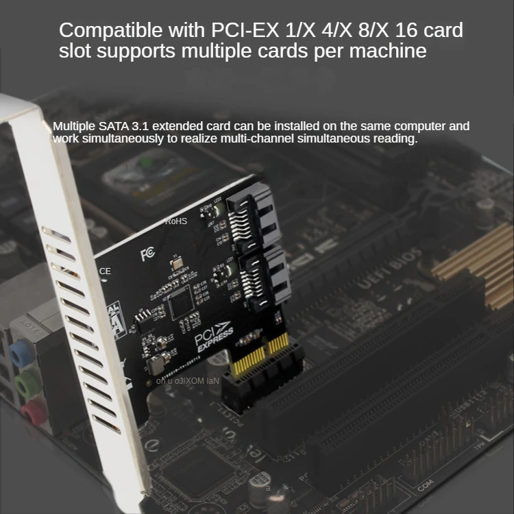 Dual SATA Card PCI Express SATA Port Add-On Controller PCIe SATA3 Multiplier Expansion for PC Computer Hardware