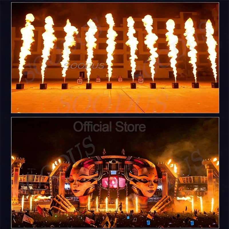 100W Stage Flame Machine Single Head Fire Jet Effect DMX512 Dynamic Flame Jet Stage Pyrotechnic Machine for Outdoor Party Event
