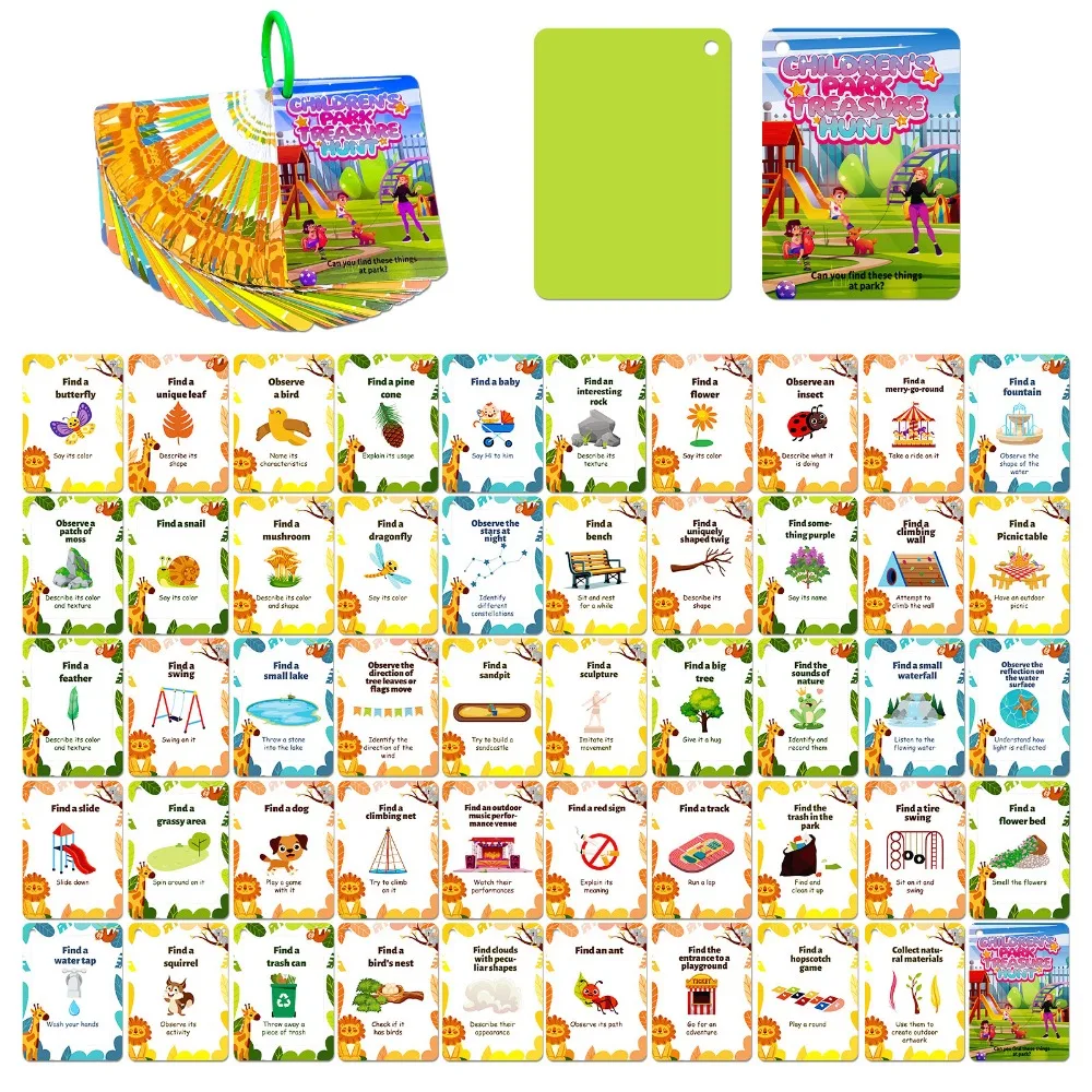 

50 Viral Treasure Hunt Park Game Cards Cross Border New Puzzle Early Education Enlightenment Quiet Book Educational Fun Useful