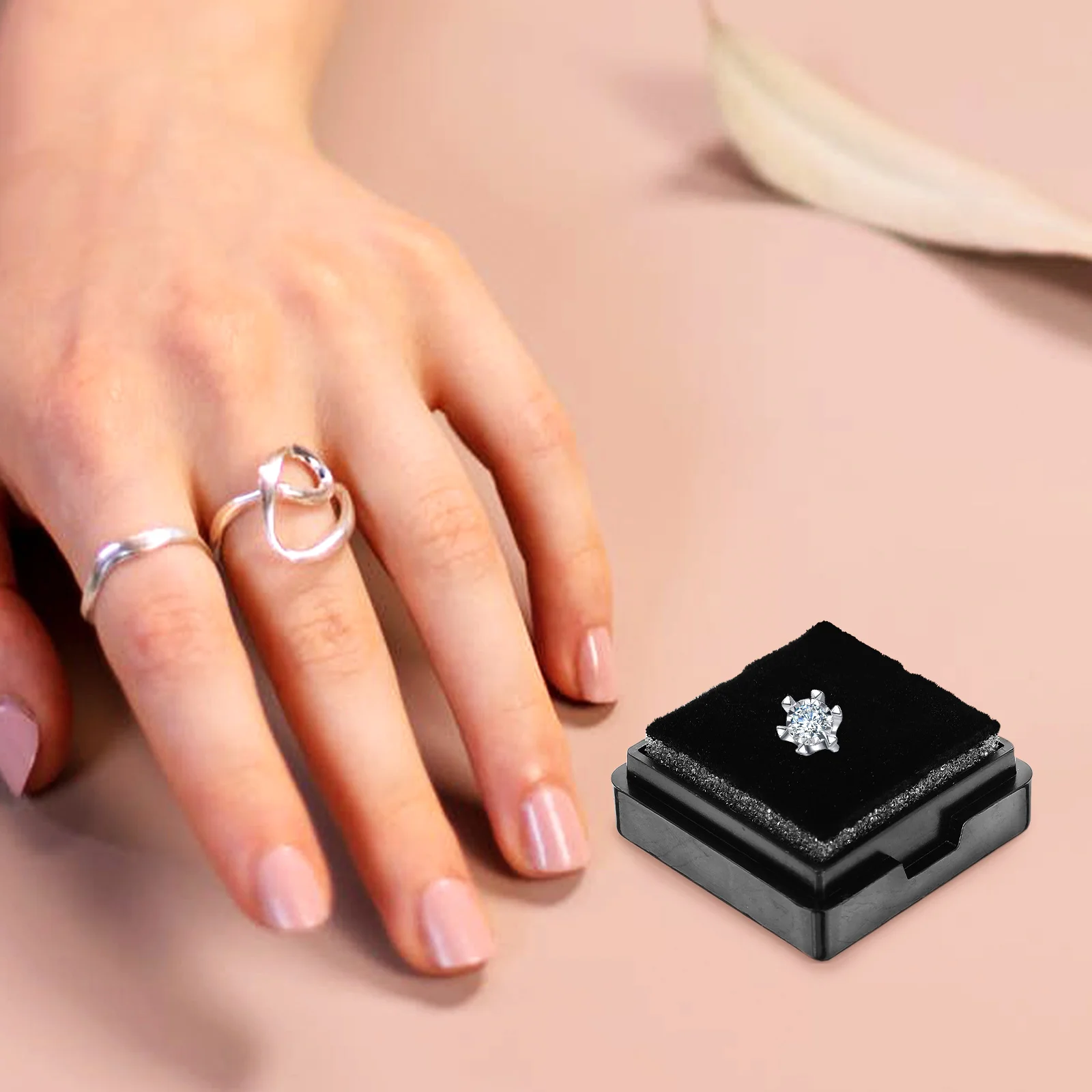 

20pcs Acrylic Ring Box Heart Shape Sponge Jewelry Holder Proposal Supplies Wedding Gift Storage Display Case ganizer