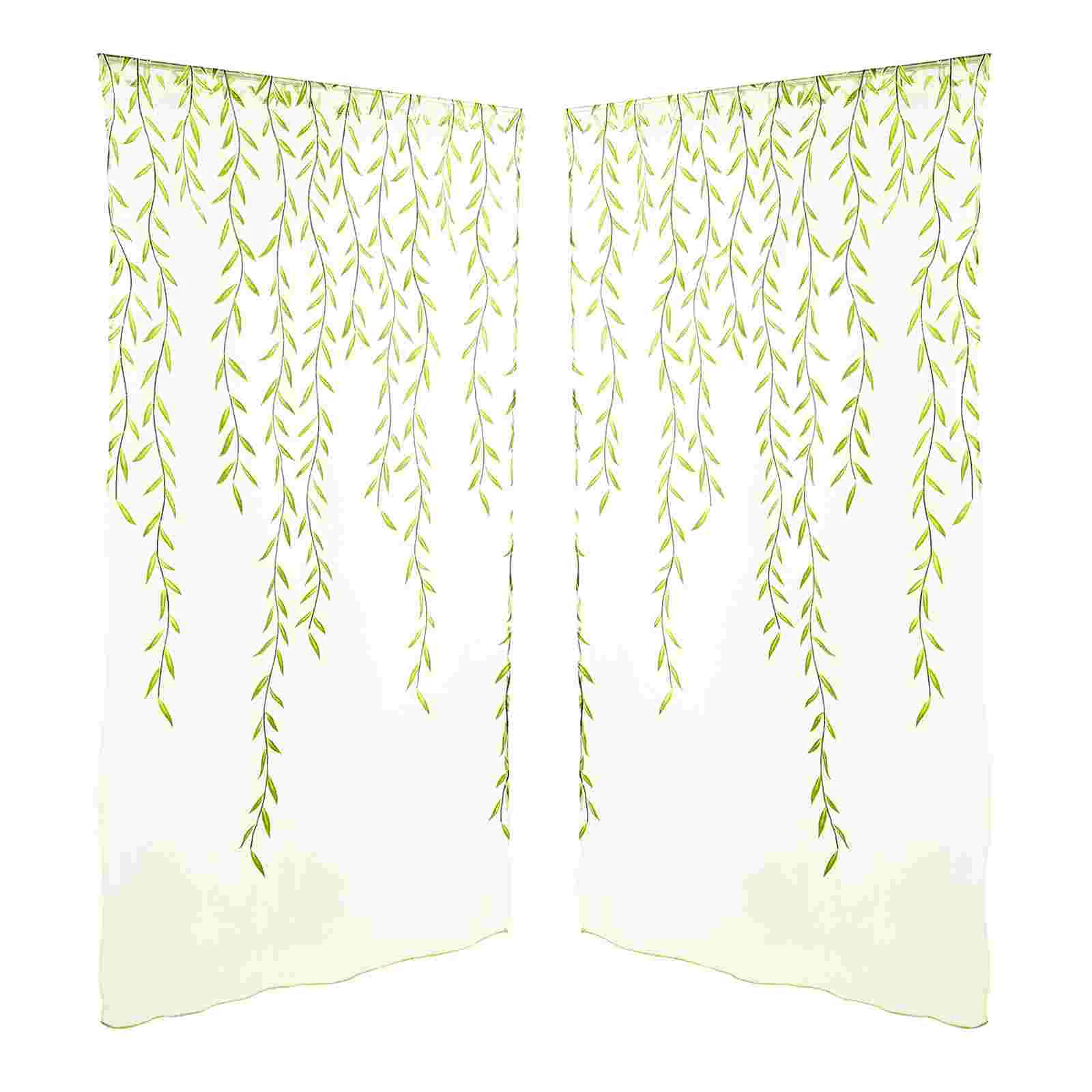 

Voile Sheer Curtains Drapes Transparent Decorate Green Window Screen Boho Shower