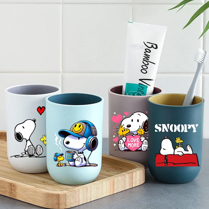 แก้วน้ำบ้วนปากสนูปปี้ ลายการ์ตูนน่ารัก เรียบง่าย พกพาสะดวก แก้วแปรงฟัน สำหรับใช้ในบ้าน คู่รัก ครอบครัว แก้วน้ำผลไม้ แก้วน้ำหนา ของขวัญ