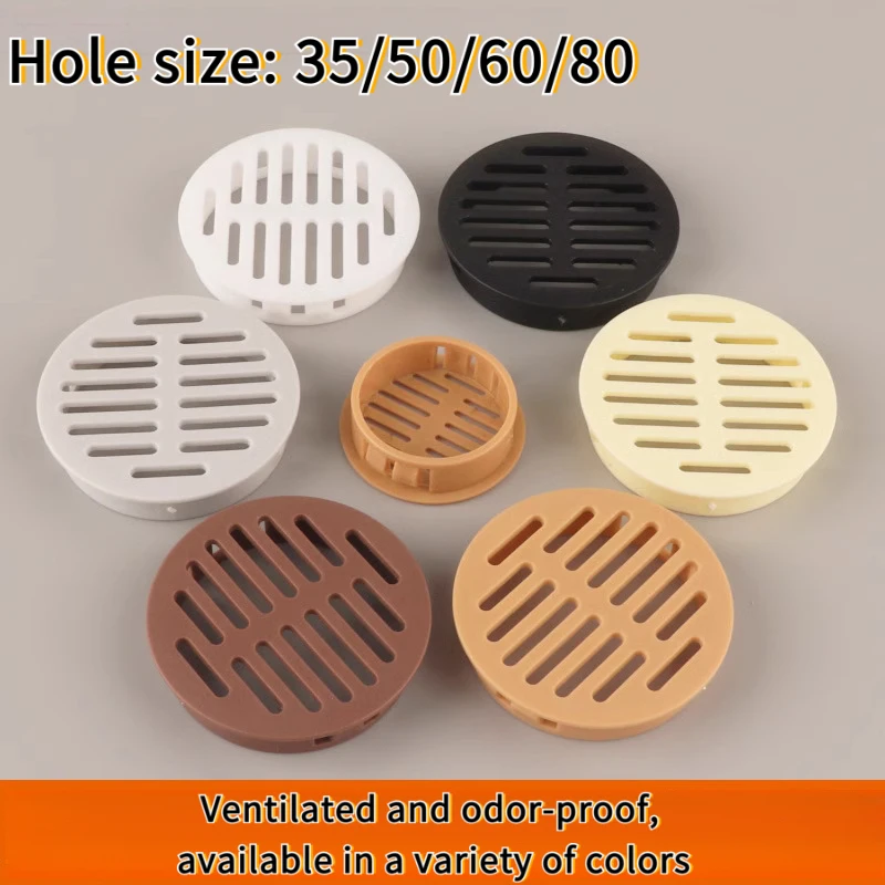10Pcs Plastic Vent Hole, 35/50/60/80mm Round Vent Cover Mesh Cabinet, Wardrobe, Shoe Closet Hardware