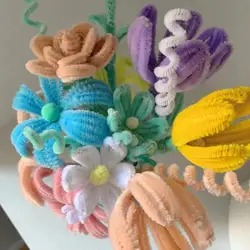 1 Set Pipe Cleaners Crafts Flexible Bendable Wire Colorful Chenille Stems DIY Tulip Bouquet Making Kit Kids Girl DIY Flower Art