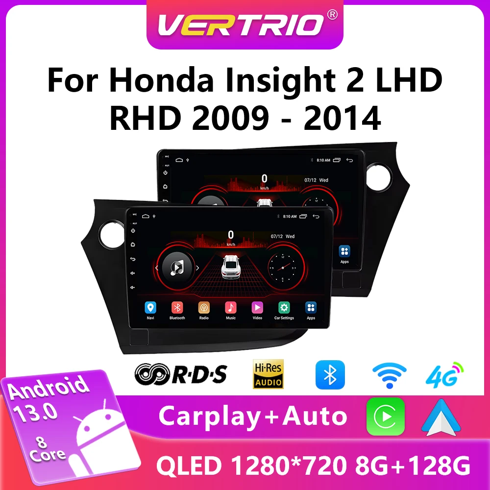 

2din Android 13 For Honda Insight 2 LHD RHD 2009-2014 Car Radio Multimedia Vedio Player Autoradio Navigation GPS 4G CarPlay