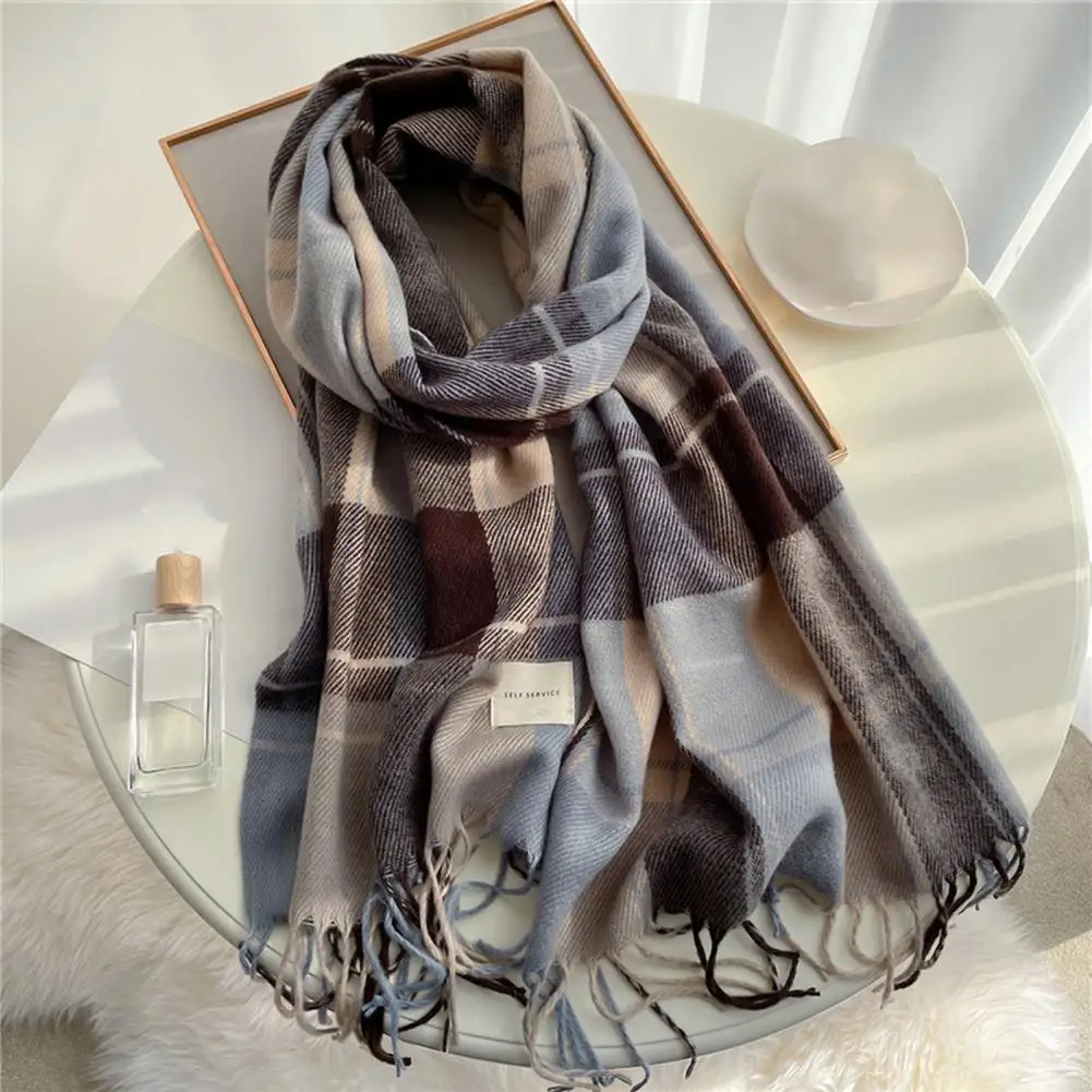 Thick Warm Winter Scarf Design Print Women Cashmere Pashmina Shawl Lady Wrap Tassel Scarves Knitted Men Foulard Blanket