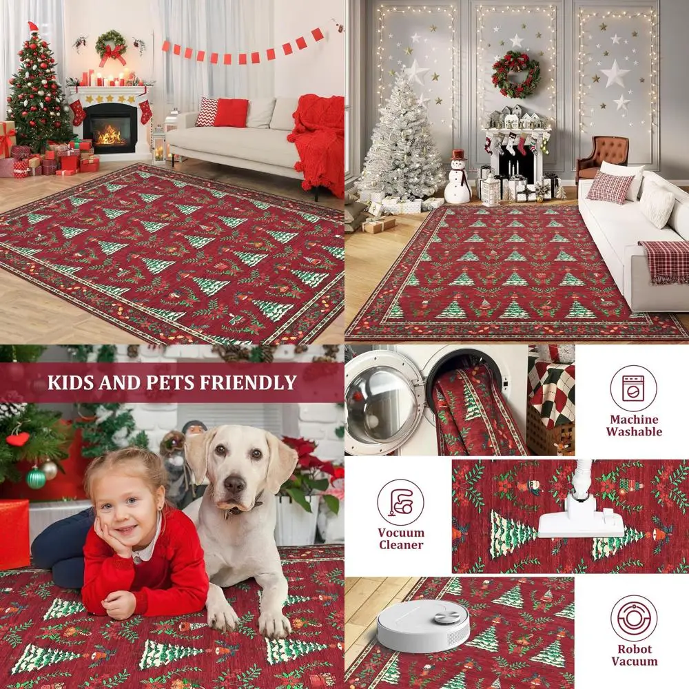 

Christmas Tree Pattern Area Rugs, Soft and Non-Slip, Perfect for Living Room, Bedroom, and Dining Area, Stain Resistant and Wash