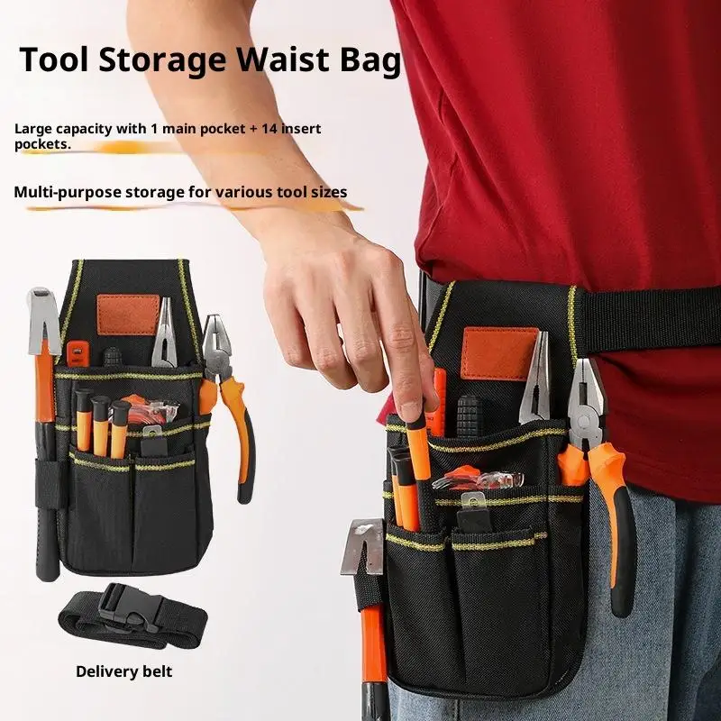 

{MX} New Multi Layer Electrician Tool Bag Adjustable Thicken Wear-Resistant Tool Waist Pouch Hardware Tools Organizer