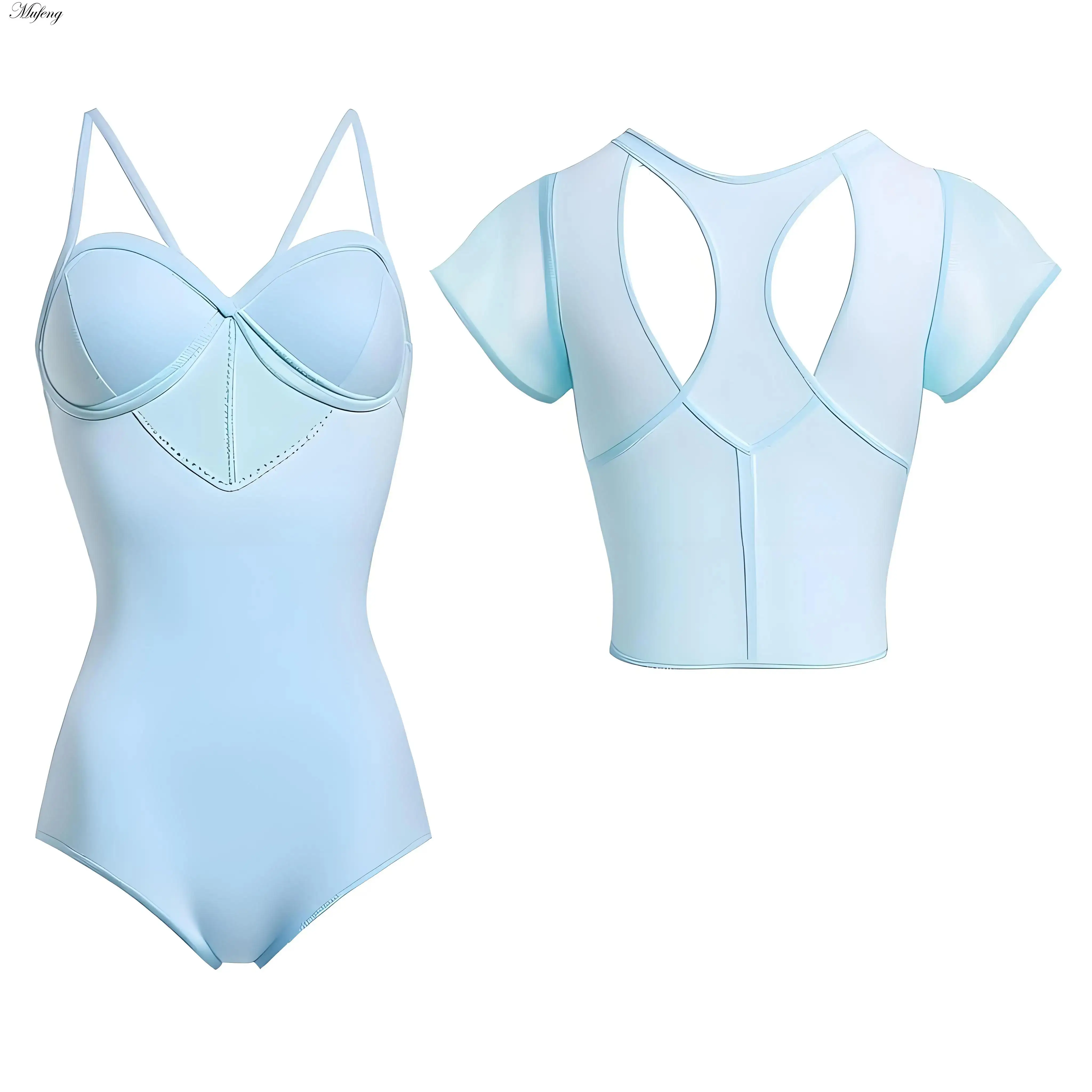 طفل فتاة الجمباز يوتار مع الباليه الرقص التفاف المحاصيل الأعلى بروتيل بقماش شفاف التستر راقصة الباليه الزي قاعة الرقص ملابس تدريب