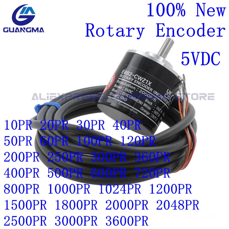 

1PCS E6B2-CWZ1X 10 20 30 40 50 60 100 300 360 500 720 800 1000 1024 1200 1500 2000 2048PR 3600P/R Rotary Encoder E6B2 CWZ1X 5VDC