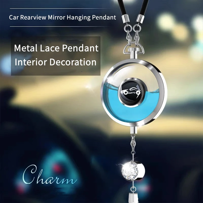 Car Pendant Rearview Mirror Hanging Pendant Metal Lace Empty Bottle Pendant Car Interior Decoration for Men Women Gift