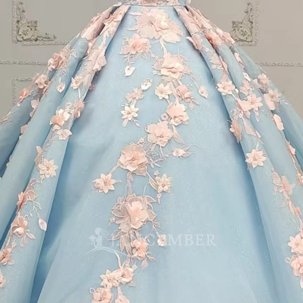 فستان كوينسيانيرا مزين بالكتف مكشوف الكتفين 2025 زهور على شكل قلب فيستدوس دي 15 سنة quinceañeras مخصص