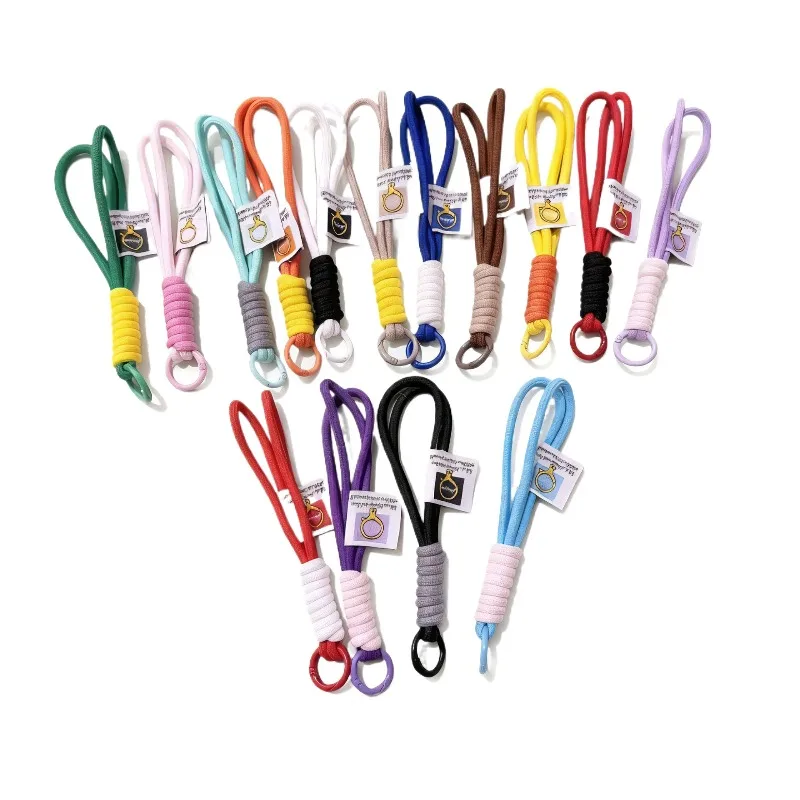 5Pcs Nylon Braided Double Layer Keychain Lanyard With Carabiner Phone Charm Bag Strap DIY Accessories For Plush Toy Pendant