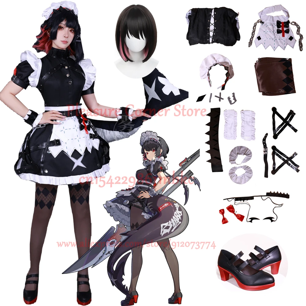 Zenless Zone Zero Ellen Joe Cosplay Costume Full Set Props ZZZ Ellen Joe Cosplay Costume Dress Tail Wig Full Set Ellen Joe Shoes