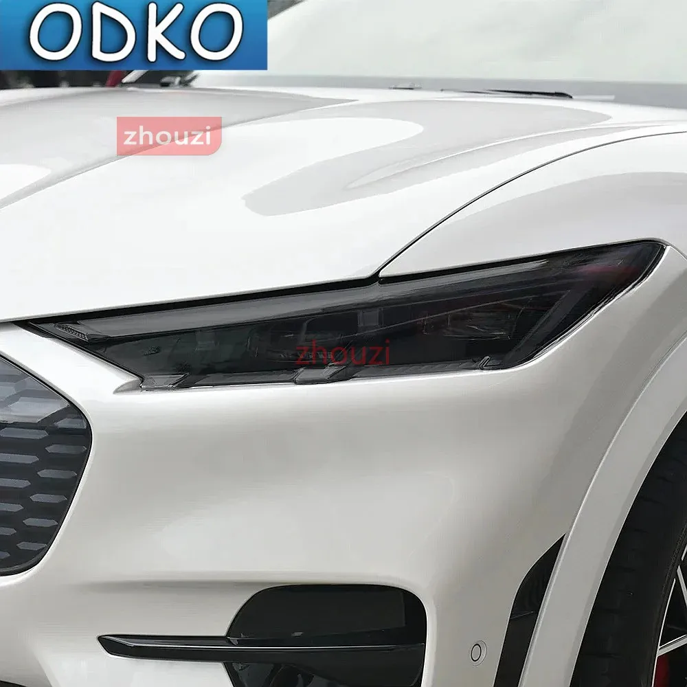 2 Pcs Car Headlight Protective Film Front Light Transparent Smoked Black TPU Sticker For Ford Mustang Mach E 2021 2022