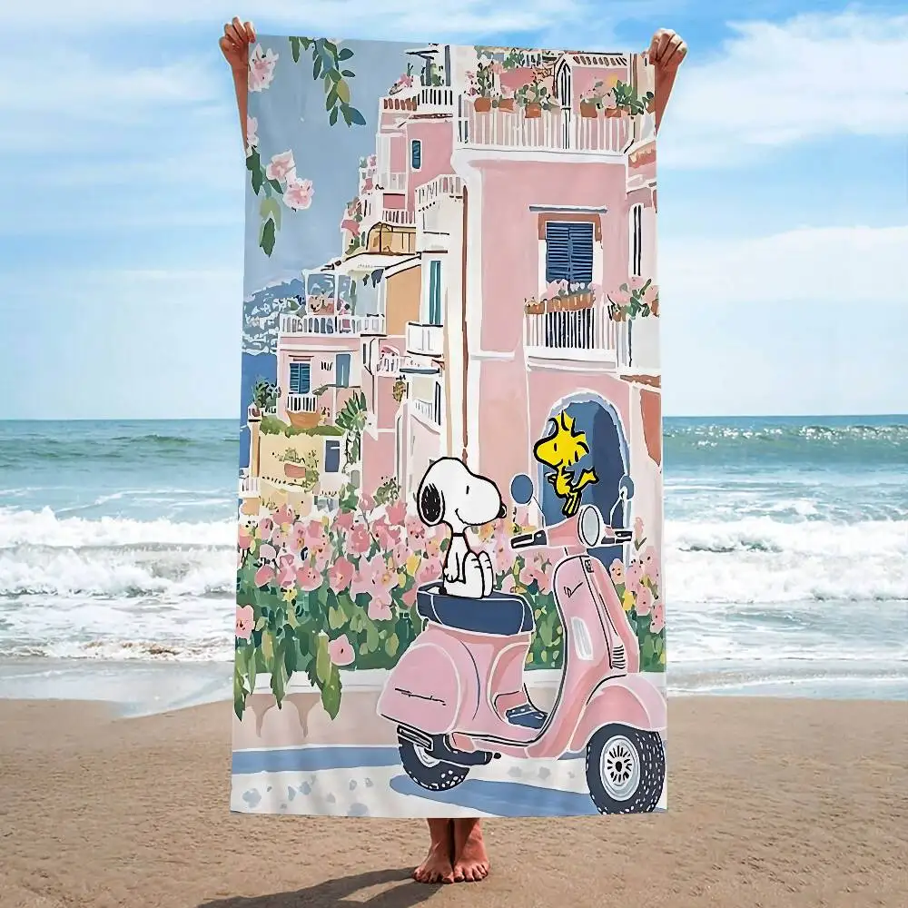 The S-Snoopys Show Cartoon Beach Towel Colorful Bath Towels for Girl Microfiber Quick Custom Sand Free Beach Yoga Spa Gym Pool