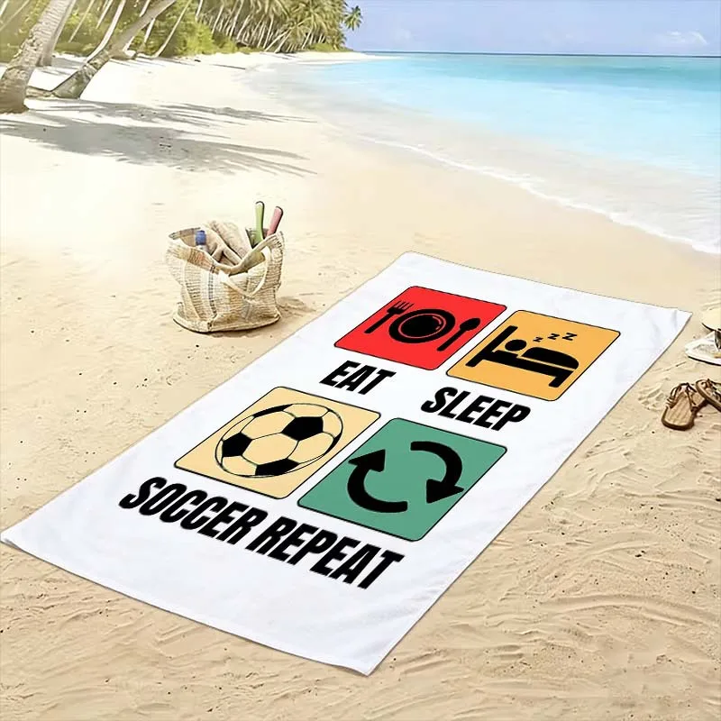 Funny Soccer Repeat Beach Towel Large Bath Towel Tropical Summer Vacation Sports Beach Pool Gift Idea 80x160cm