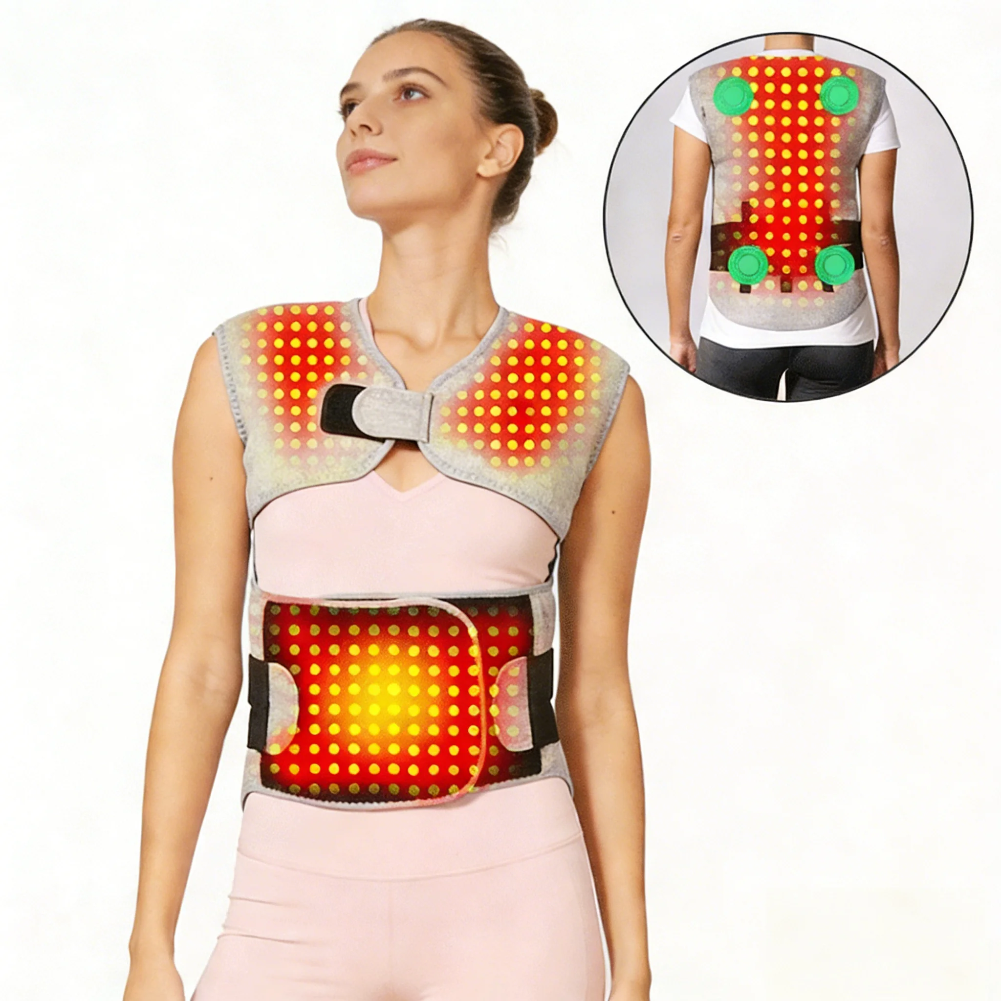 

Red Light Heating Shoulder Back Waist Abdomen Protector Vibration Massage Relieves Body Fatigue Abdominal Massage