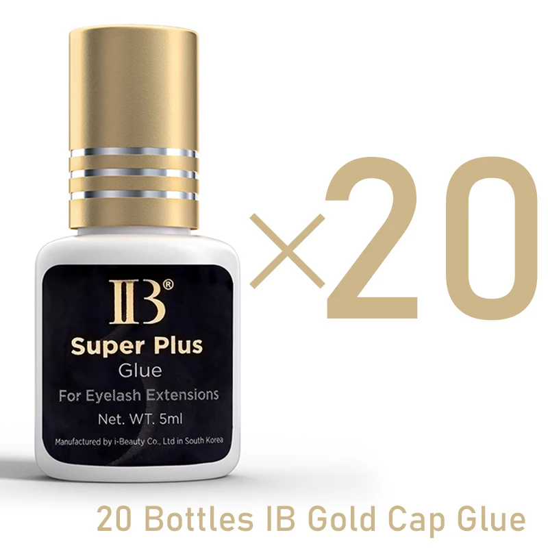 20 Bottles IBeauty Super Plus Glue Eyelash Extension Original 5ml Black Strong Cola IB Gold Cap Korea 1-2S Fast Dry Health Shop