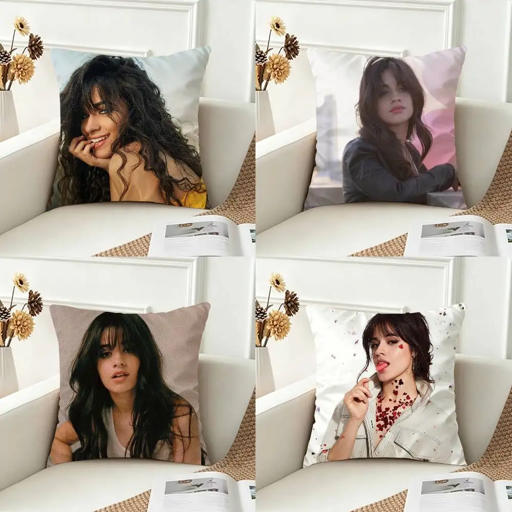 C-Camila Cabello Double-sided Printed Square Decorative Cushion Cover for Sofa Living Room Home Decor
