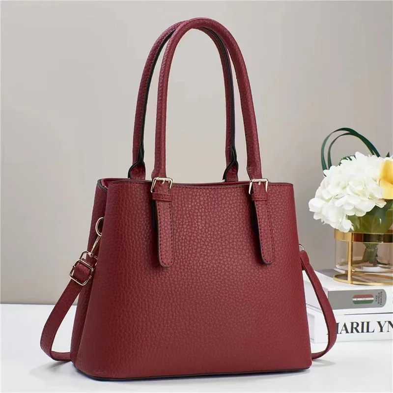 Bolso de mujer de gran capacidad con patrón de lichi, bolso de mano versátil para ir al trabajo, bolso de hombro tipo bandolera portátil, novedad de invierno de 2024