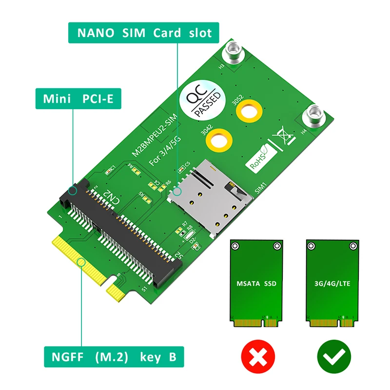 ミニPCi Expressアダプター,SIMスロット付き,ngffキー,ミニカード用インターフェース,フルサイズ,3g,4g,5gモジュール,新品