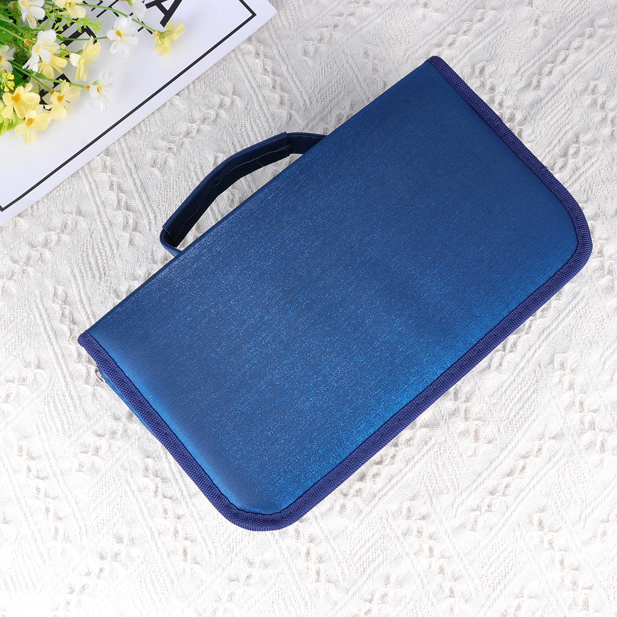 

Mercerized Cloth 128 Pieces CD Storage Pouch Large Capacity Handheld CD Bag Fashion CD Supplies (Blue)