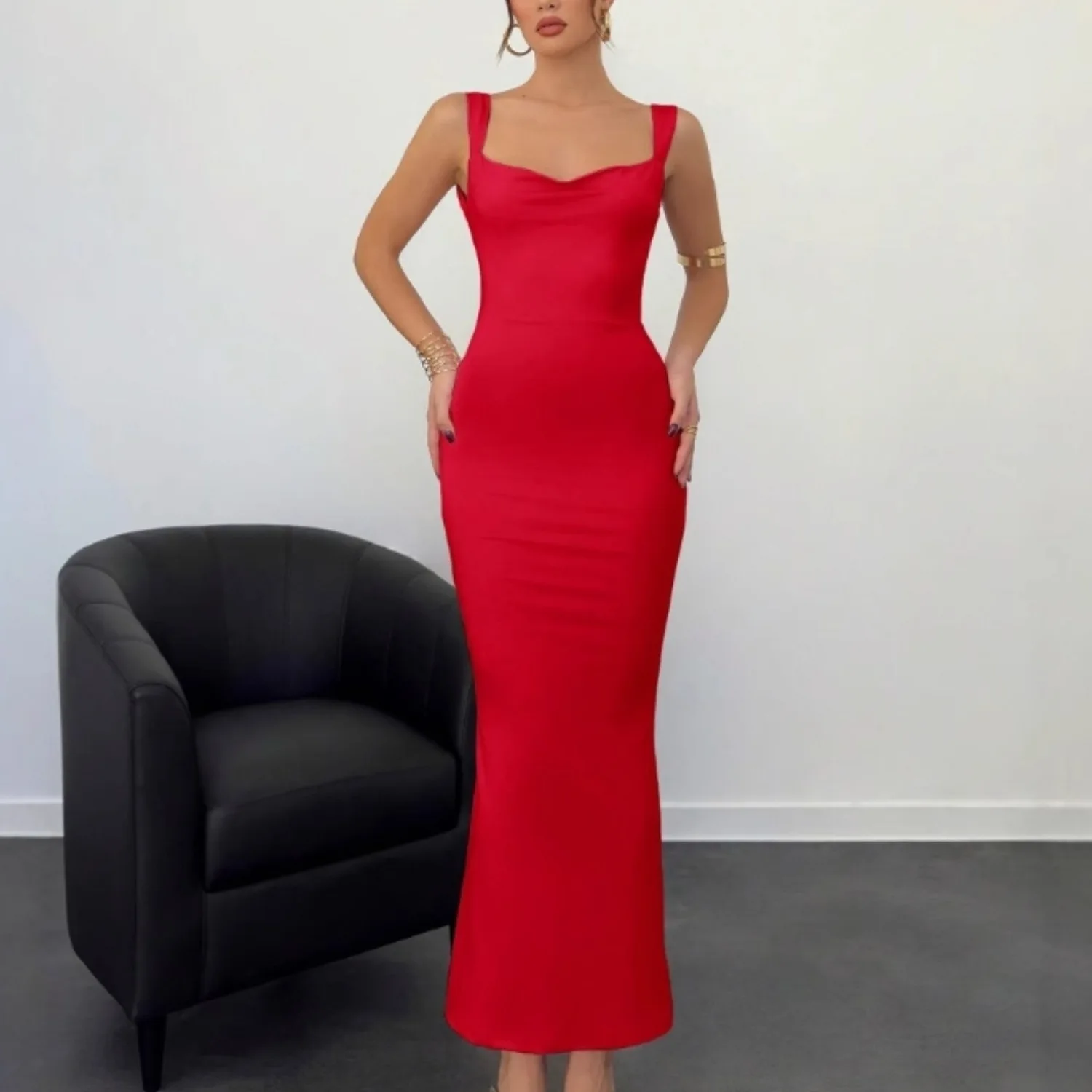 セクシーなサテンリボンバックレスマキシドレス女性夏ノースリーブスリムボディコンエレガントなイブニングパーティーカクテルロングドレスローブ