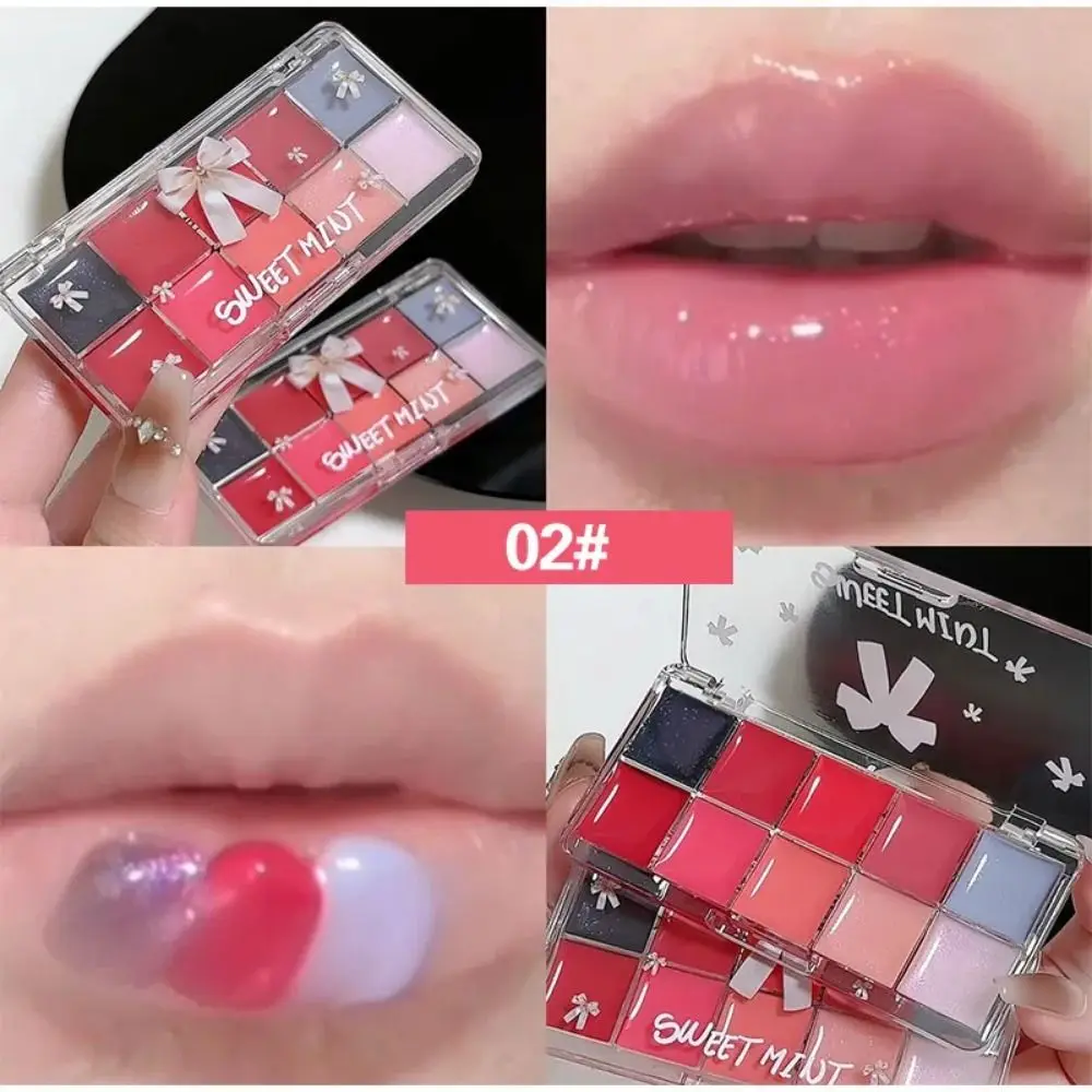Paleta de Brillo Labial DIY para Mezclar Colores, Brillo Labial en Gel de Larga Duración, 10 Colores, Efecto Espejo, Hidratante y Colorido