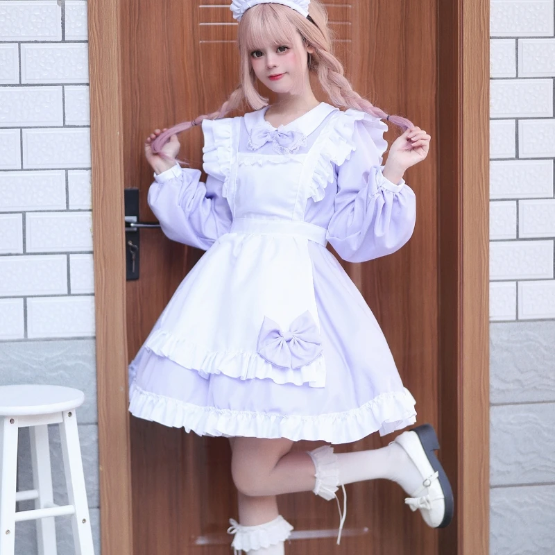 Disfraz de mucama de manga larga para niña, traje de Cosplay de Navidad, bonito, dulce, para escenario, fiesta, cafetería, espectáculo de cómic