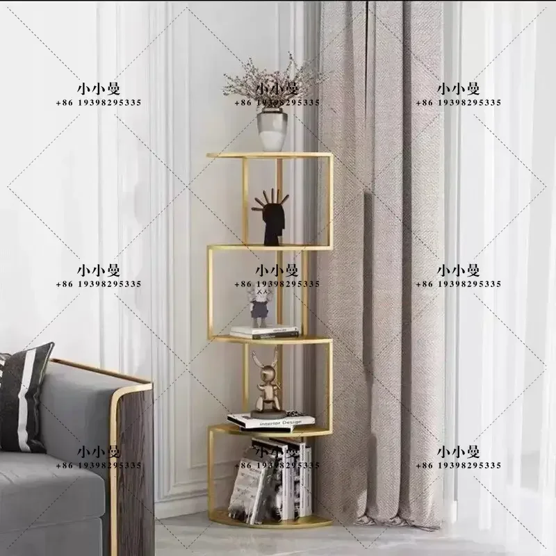 Living room display stand Light luxury creative living room vertical corner bookshelf simple household wrought iron floor shelf