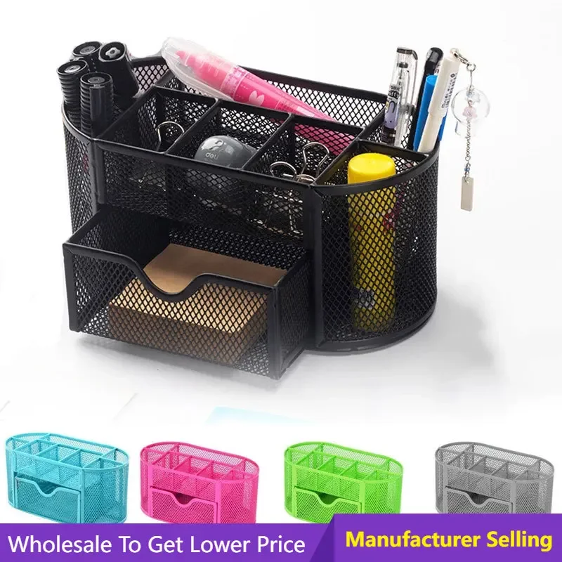 

Pencil Pen Holder 9 Grids Design Storage Box Drawer Pencil Pen Holder Multi-Functional Mesh Desk Organization Storage