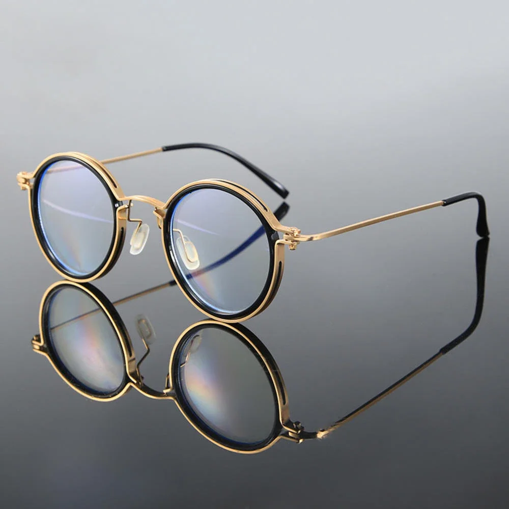 Vintage Anti Blue Light Glasses Men Luxury Round Frame Clear Lens Blue Light Blocking Glasses Men Women Metal Glasses