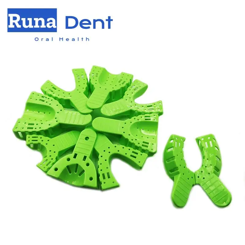 10Pcs Dental Green Impression Trays Material Plastic Teeth Holder Oral Care Tools Autoclave Dentistry Retractor