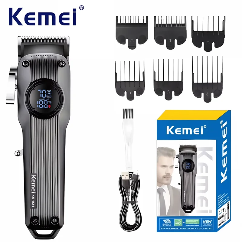 

Kemei KM-1551 Hair Salon Professional Hair Clipper, USB Rechargeable, High Speed Engraving Scissors Kemei Hair Trimmer for Men