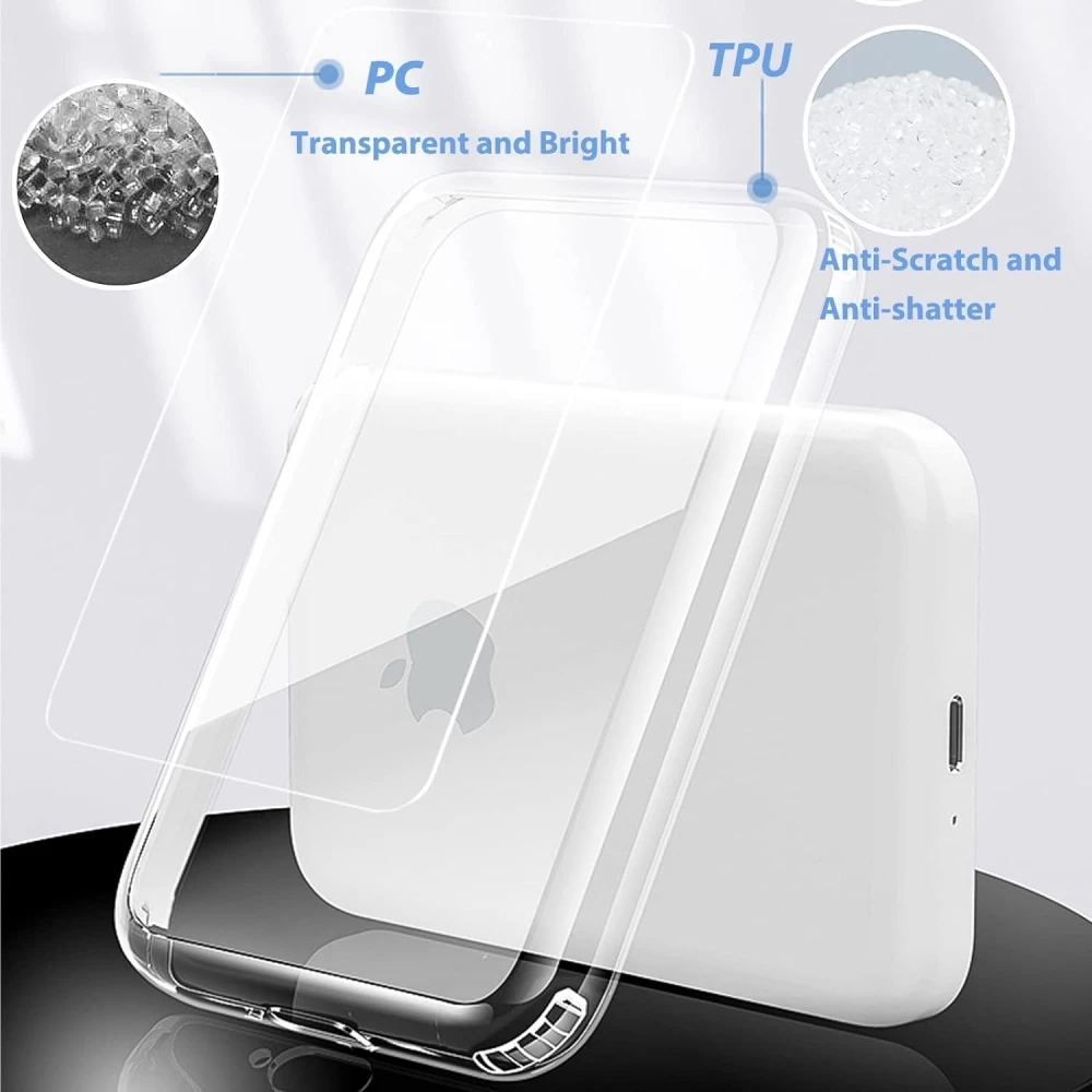 Hybrid Clear Case for MagSafe Battery Pack PC + TPU  Anti-Yellowing Crystal Clear Shockproof  Protective Case (Transparent)