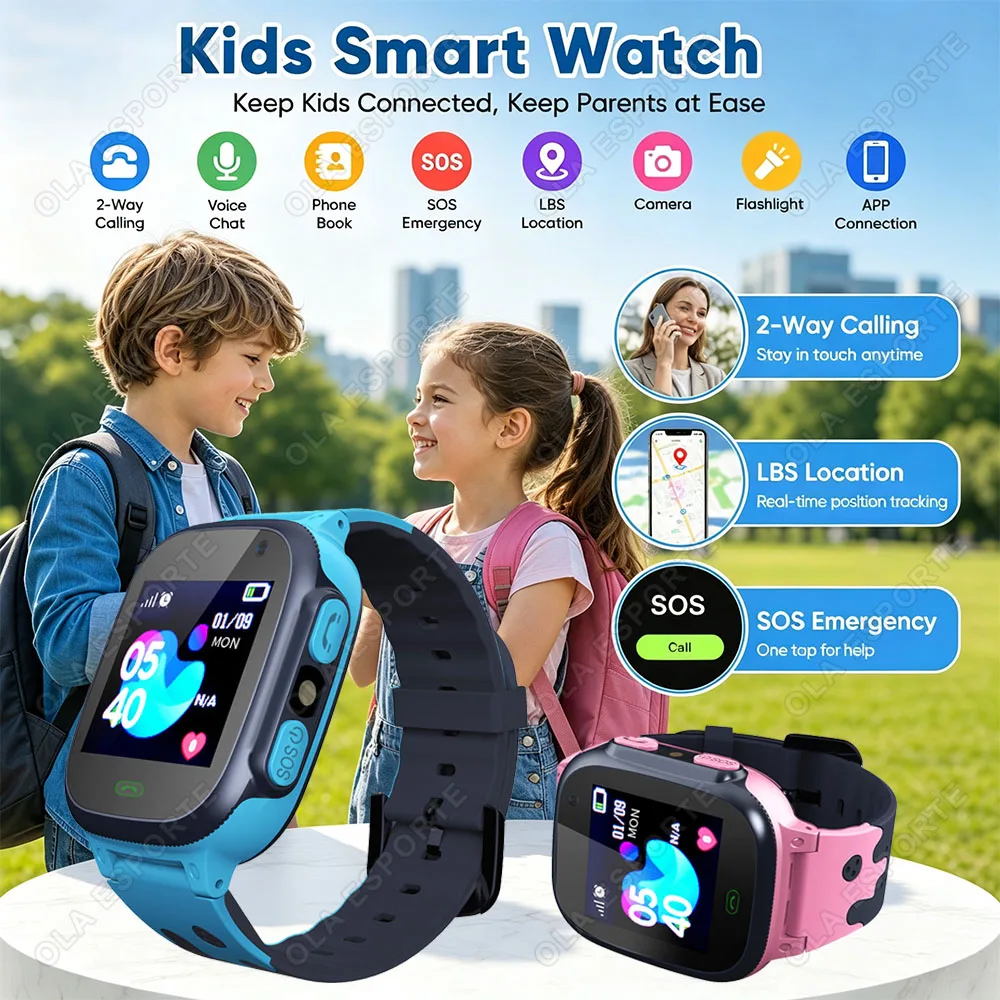 Two-way Call Kids Smart Watch SIM Card APP Phone Book Voice Chat SOS LBS Location Tracking Camera Children Smartwatch Gift H10