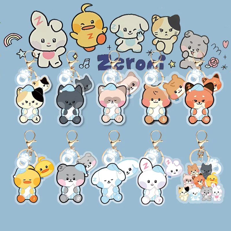 Kpop ZB1 Keychain 3pcs/Set Cartoon Cute Acrylic Pendant Bag Accessories Charm Keyring ZEROBASEONE ZhangHao Ricky Fans Gift