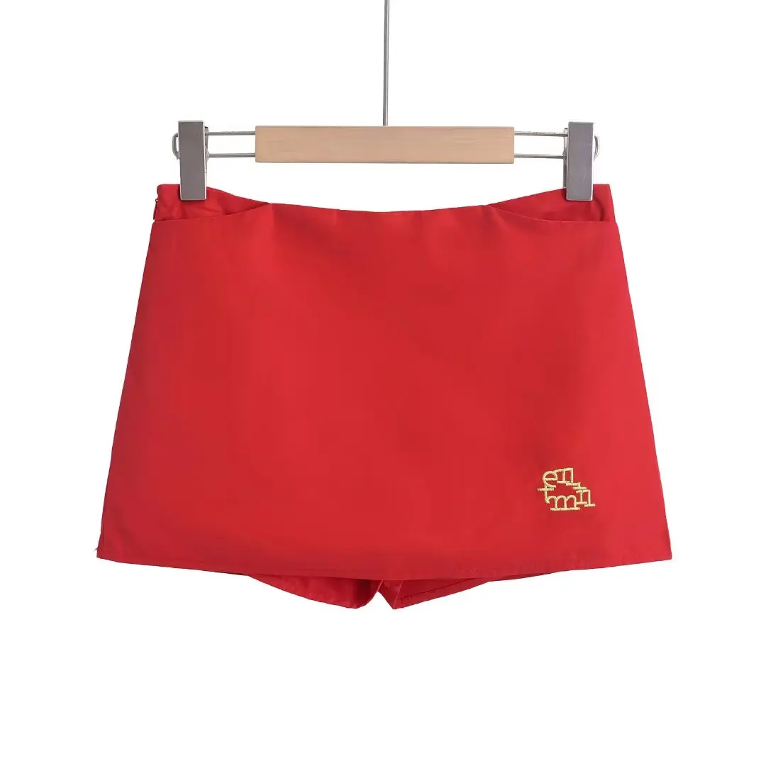 Gonna ort ricamata retrò a vita bassa Gonna a trapezio dimagrante da donna Street Sle Interno Colore puro